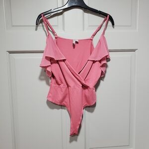 ASOS Bodywuits Women Size 8 Ruffle Pink adjustable straps‎ Lightweight